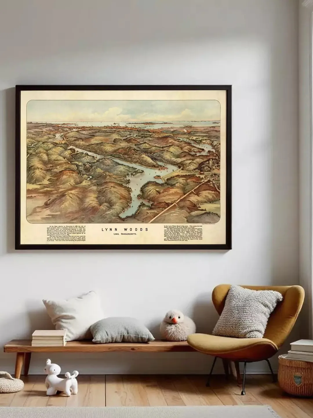 Vintage Lynn Woods Map Print | 1904 Massachusetts Wall Art