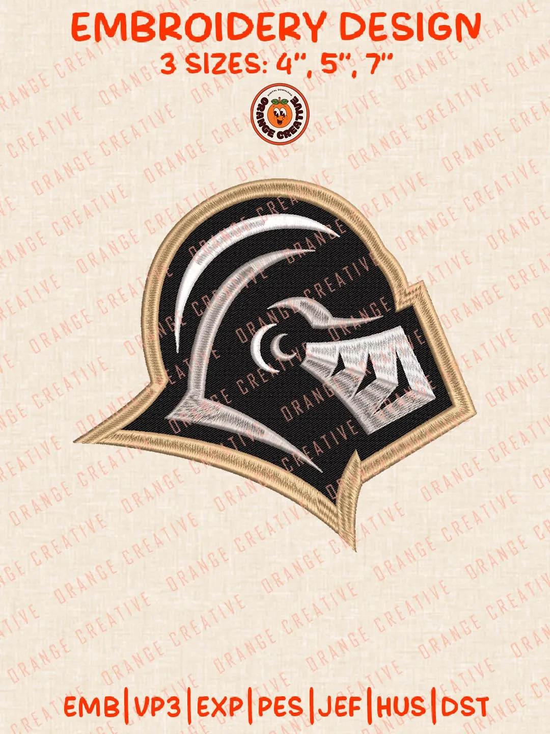 Army Black Knights Head Logo Embroidery Design Files, NCAA Logos Embroidery Designs, NCA Machine Embroidery Files, 3 Sizes, Custom Sizes, Instant Download