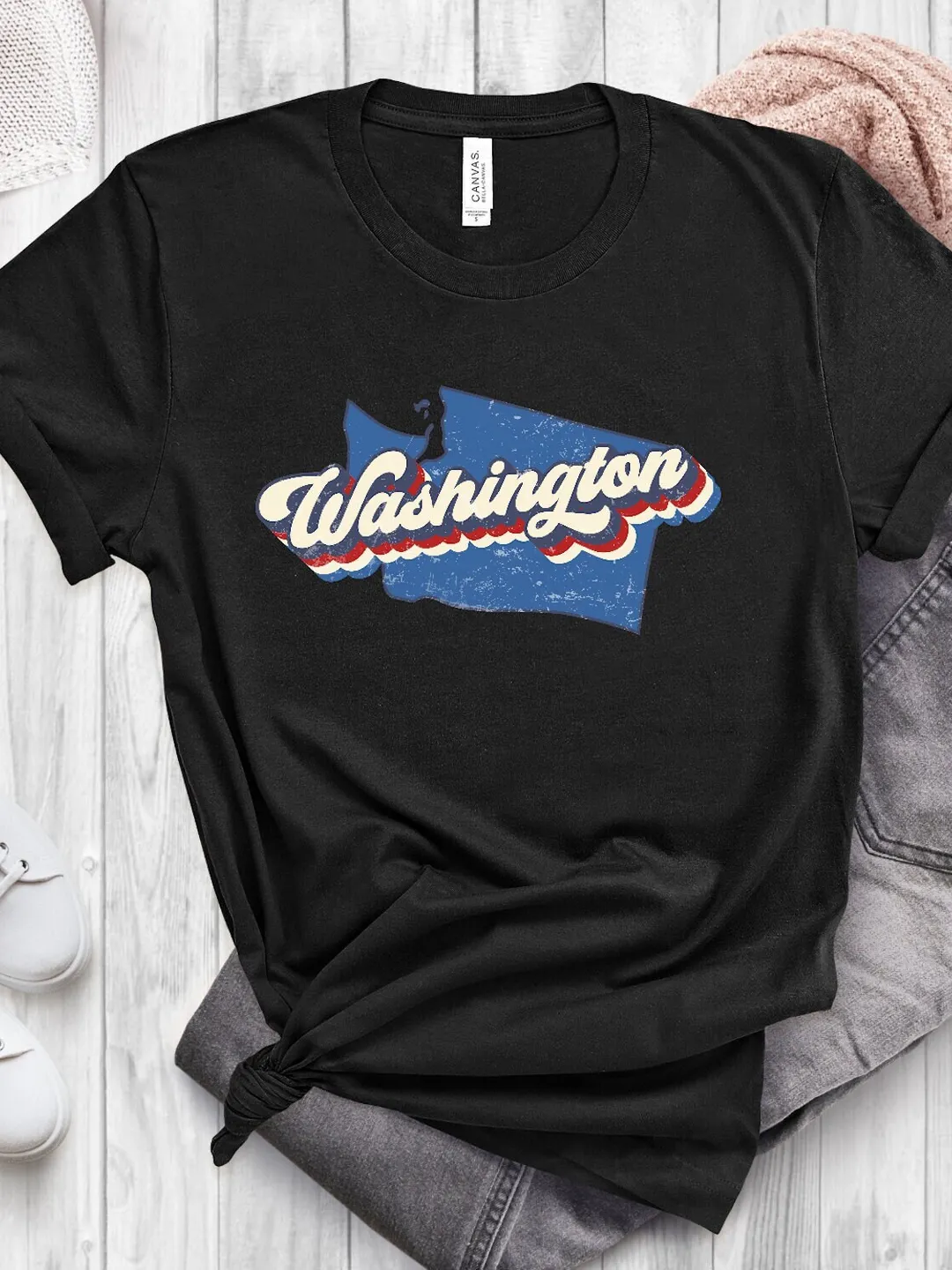 Washington Retro T-Shirt: Vintage Fan Style (Unisex Crewneck and Women's V-neck Sizes)