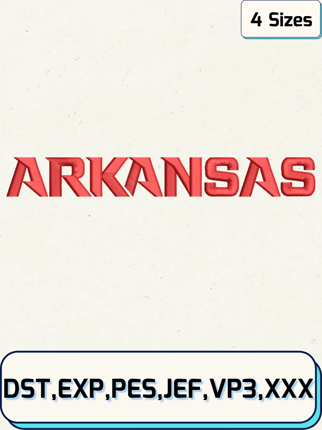 Arkansas Razorbacks Logo Embroidery Design Files, NCAA Logos Embroidery Designs, Machine Embroidery Files, 4 Sizes