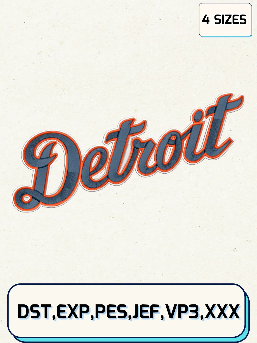 Detroit Tigers Wordmark Logos Embroidery Design Files, MLB Logos Embroidery Designs, Machine Embroidery Files, 4 Sizes