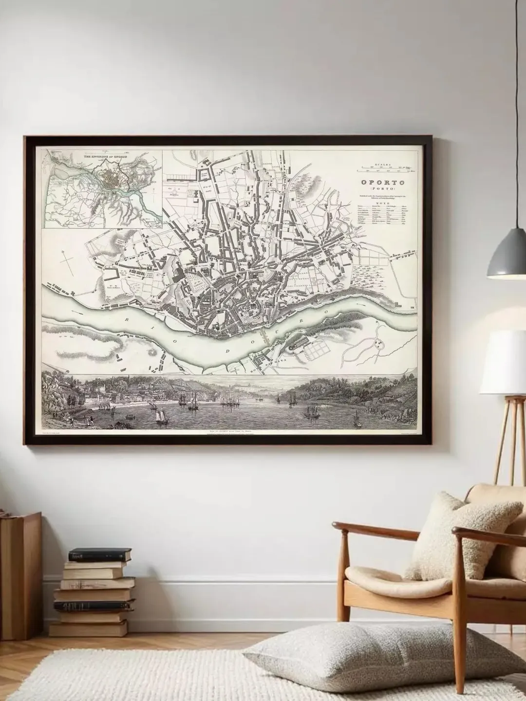 Vintage Porto Portugal Map Print | 1833 Oporto City Plan