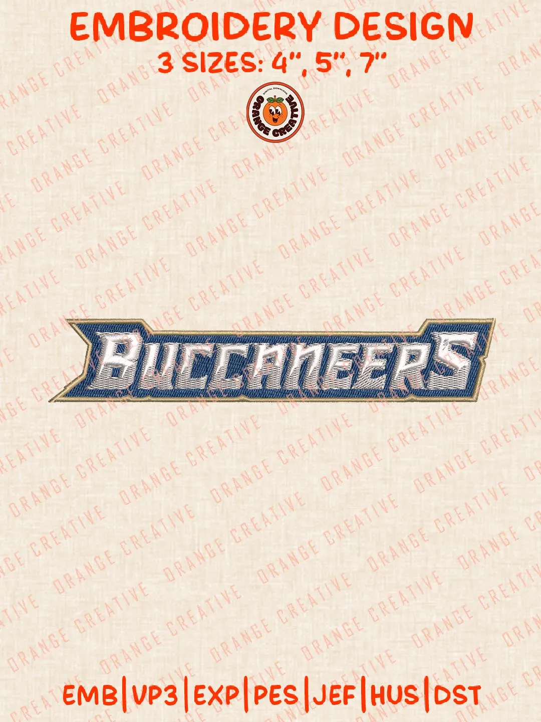 Buccaneers Embroidery Design, NCAA Charleston Southern Buccaneers Team Logo Embroidery Design, Machine Embroidery Design File, 4 Sizes, Digital Download
