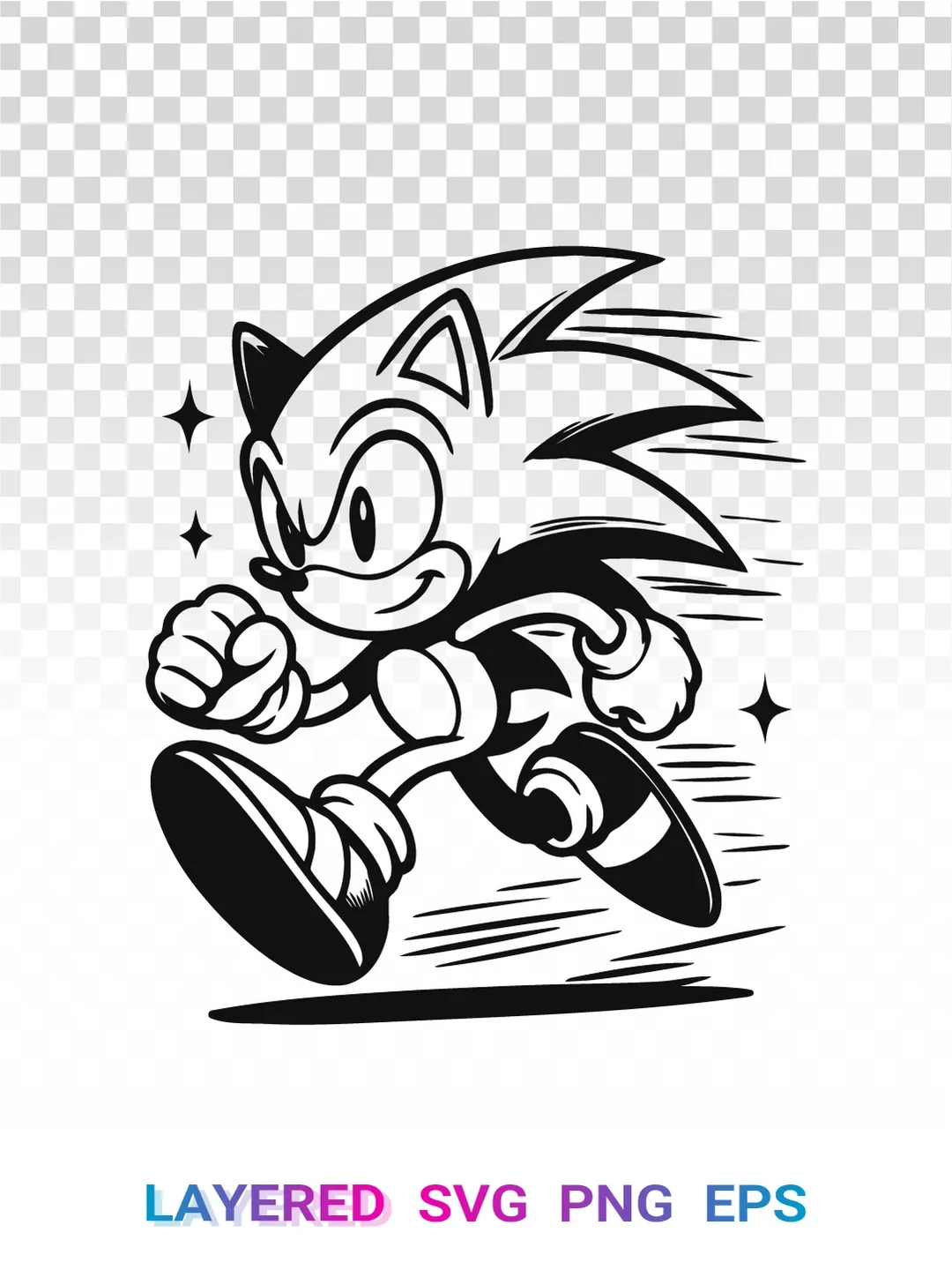 Sonic Hedgehog SVG PNG, SEGA Layered Clipart, Cricut Vector
