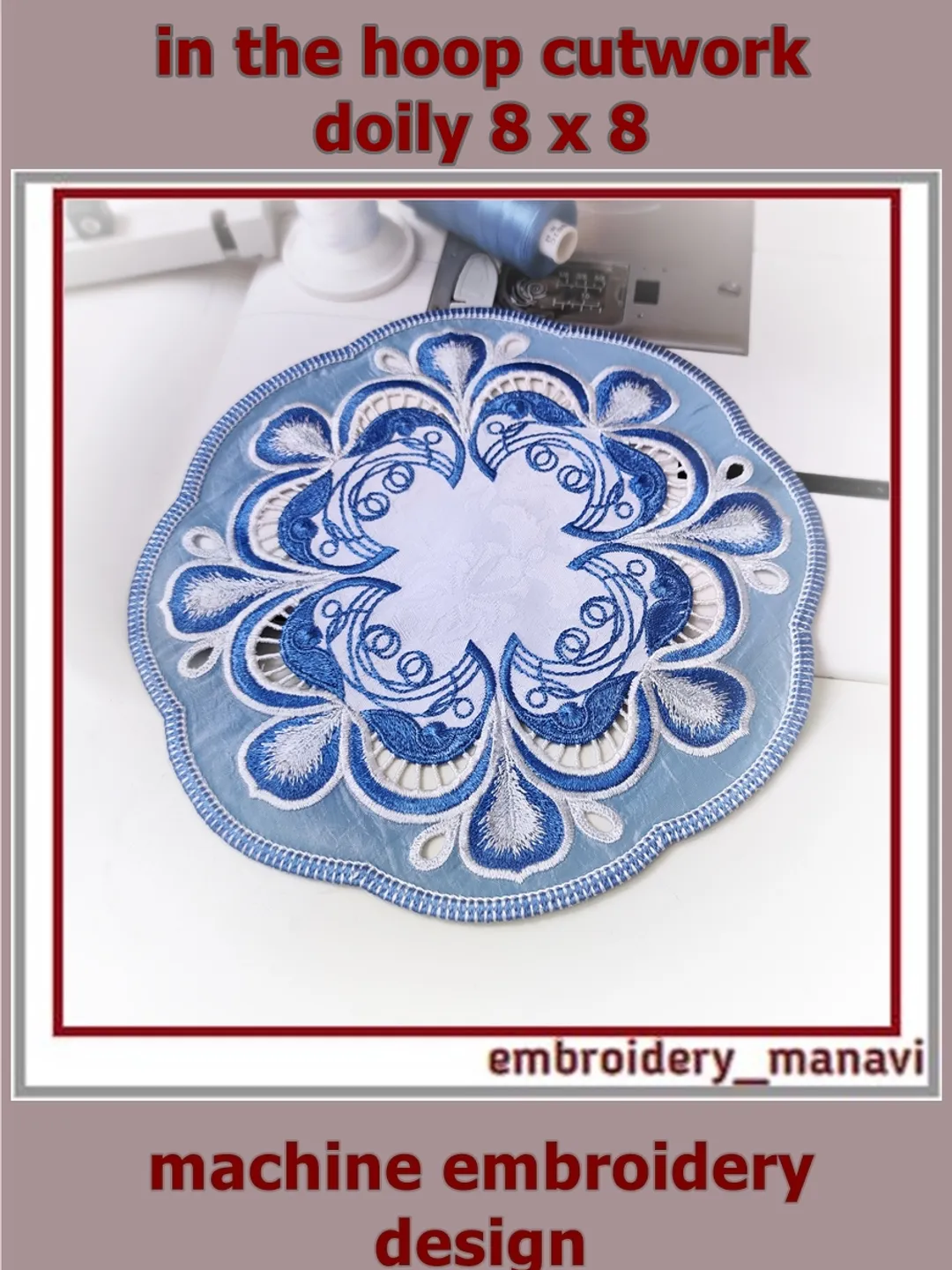 In the hoop Cutwork napkin with flowers Machine Embroidery Designs