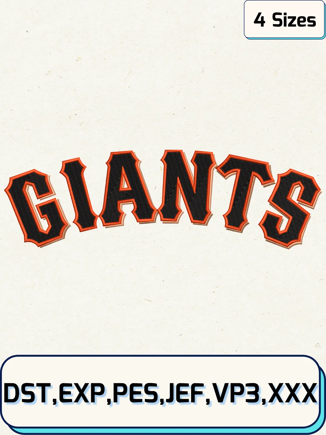 Giants Baseball Embroidery Design – Machine Embroidery File- 4 Sizes