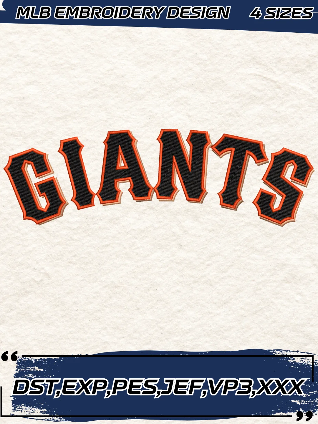 Giants Baseball Embroidery Design - Wordmark Logo - Machine Embroidery File