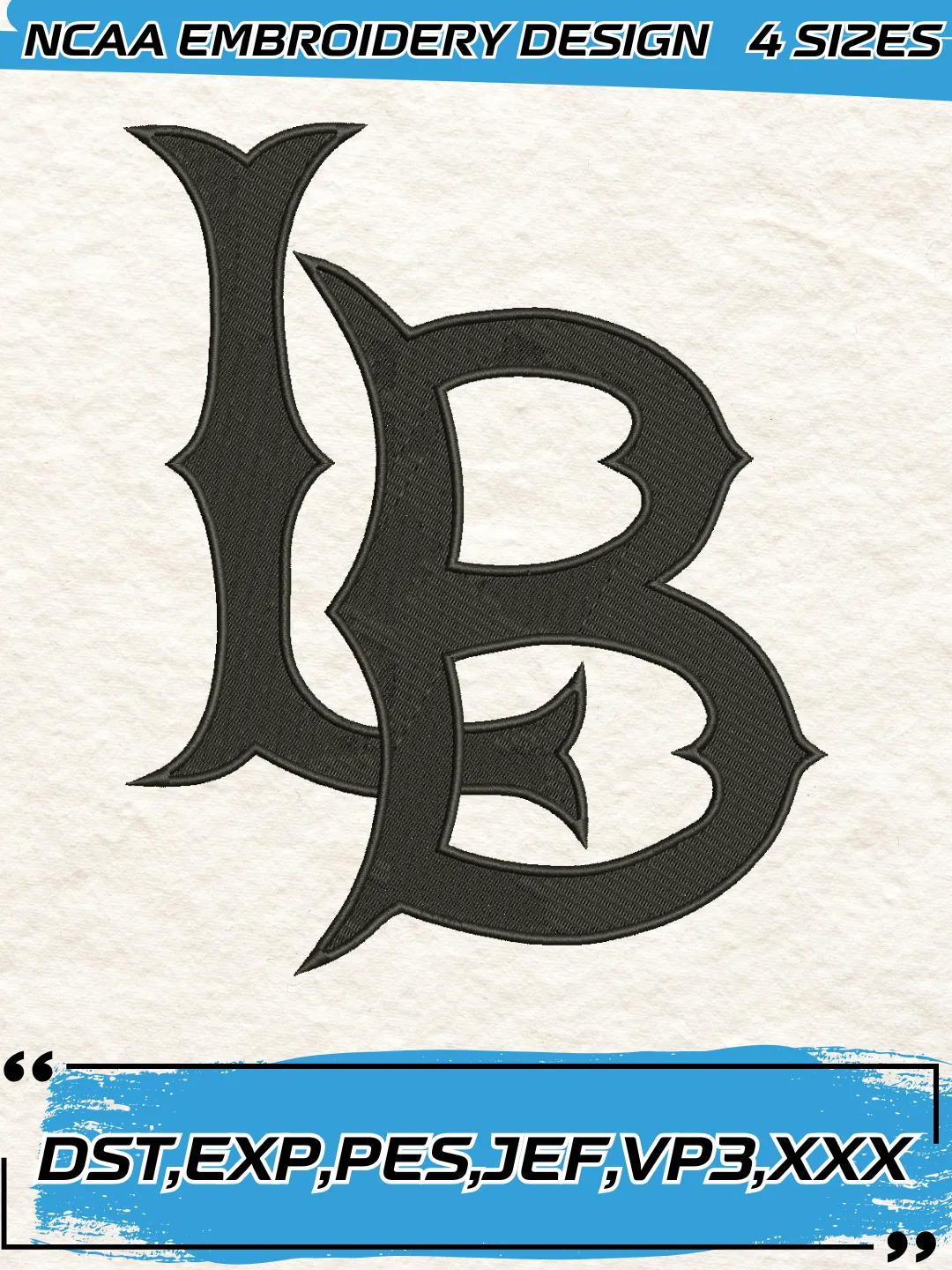 Long Beach State 49ers Logo Embroidery Design,NCAA Logo Embroidery Design,Machine Embroidery Design File,4 Sizes, Digital Download