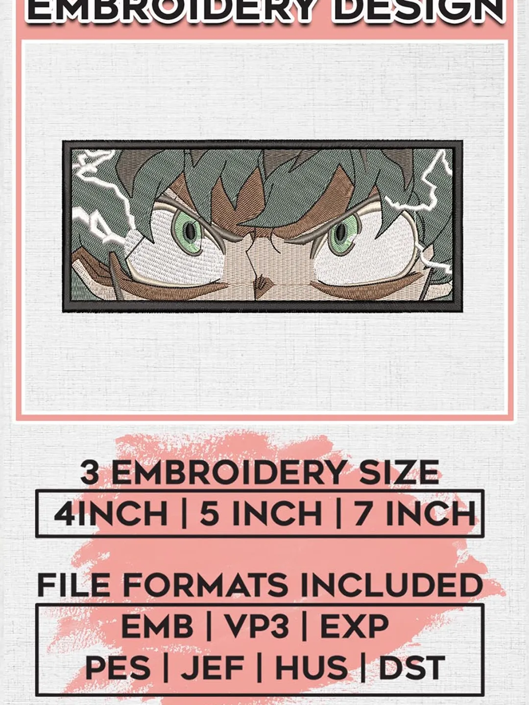 Deku Eyes Embroidery Design, My Hero Academia Embroidery Files, Machine Embroidery, Digital download EMB_ANIME_207