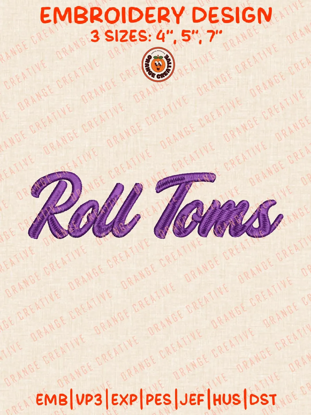 Roll Toms Embroidery Design, NCAA St Thomas Minnesota Tommies Logo Embroidery Design, Machine Embroidery Design File, 4 Sizes, Digital Download