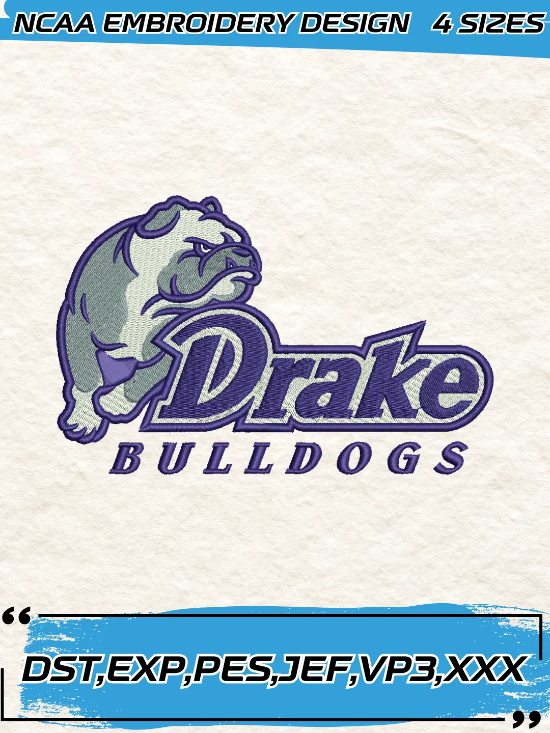 Drake Bulldogs Logo Embroidery Design,NCAA Logo Embroidery Design,Machine Embroidery Design File,4 Sizes, Digital Download