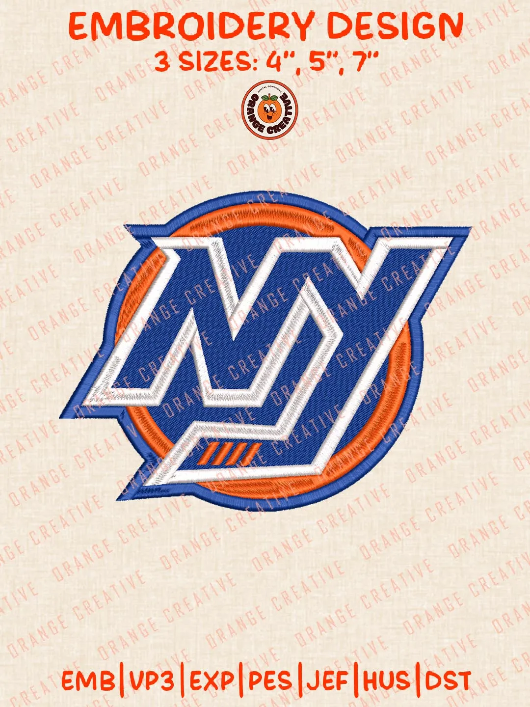 NHL NY Islanders Logos Embroidery Designs, NHL New York Islanders Team Logo Embroidery Files, Machine Embroidery Design File, 4 Sizes, Custom Size, Digital Download