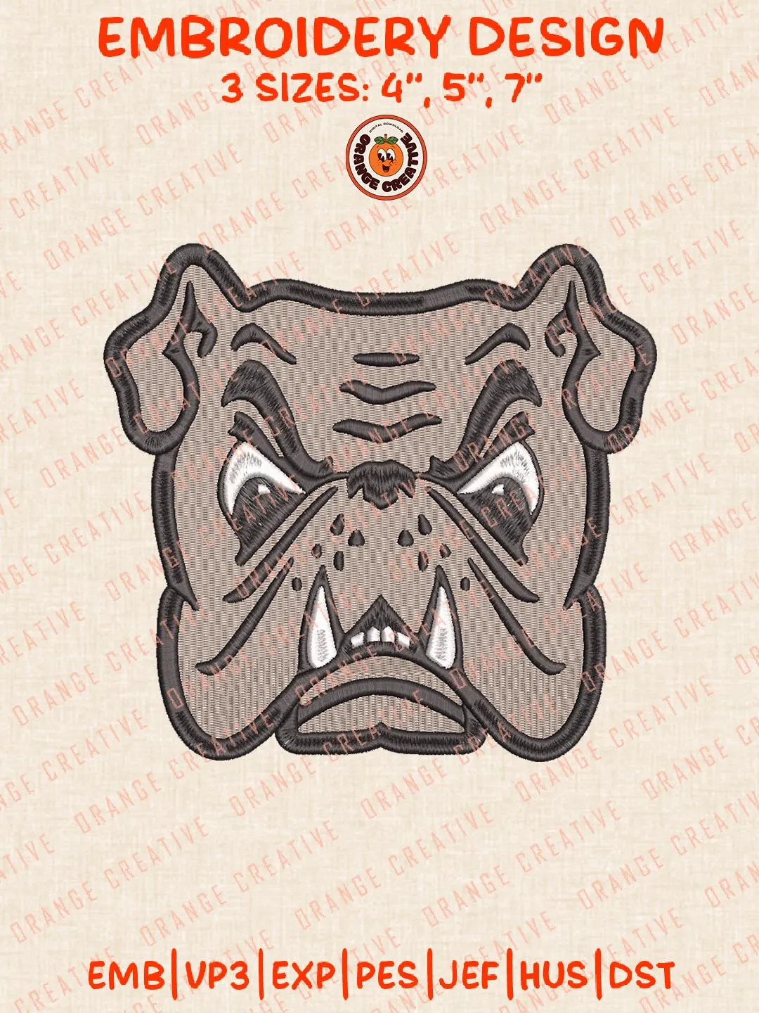 NCAA Adrian Bulldogs Head Mascot Logo Embroidery Files, Sport Embroidery Designs, NCAA Adrian Bulldogs Embroidery, College Team Designs, Digital Download