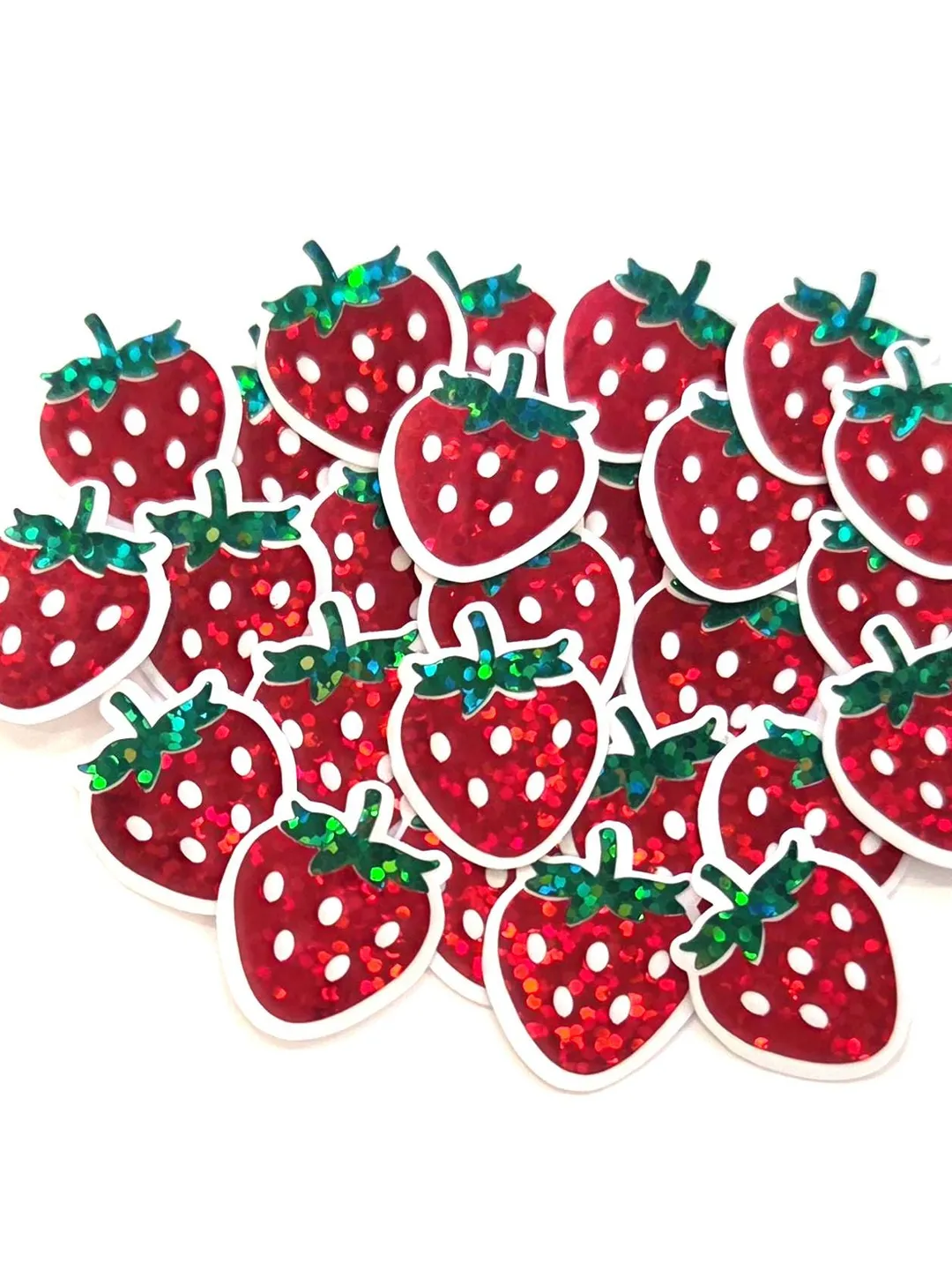 Strawberry Fruit Stickers, Waterproof Die Cut Glitter Vinyl Decals ...