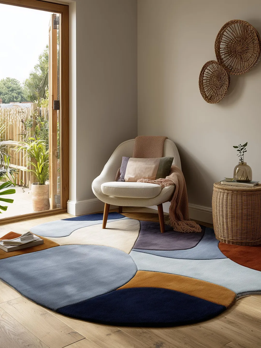 Multicolor Irregular Abstract Area Rug with Organic Shape Modern Retro ...