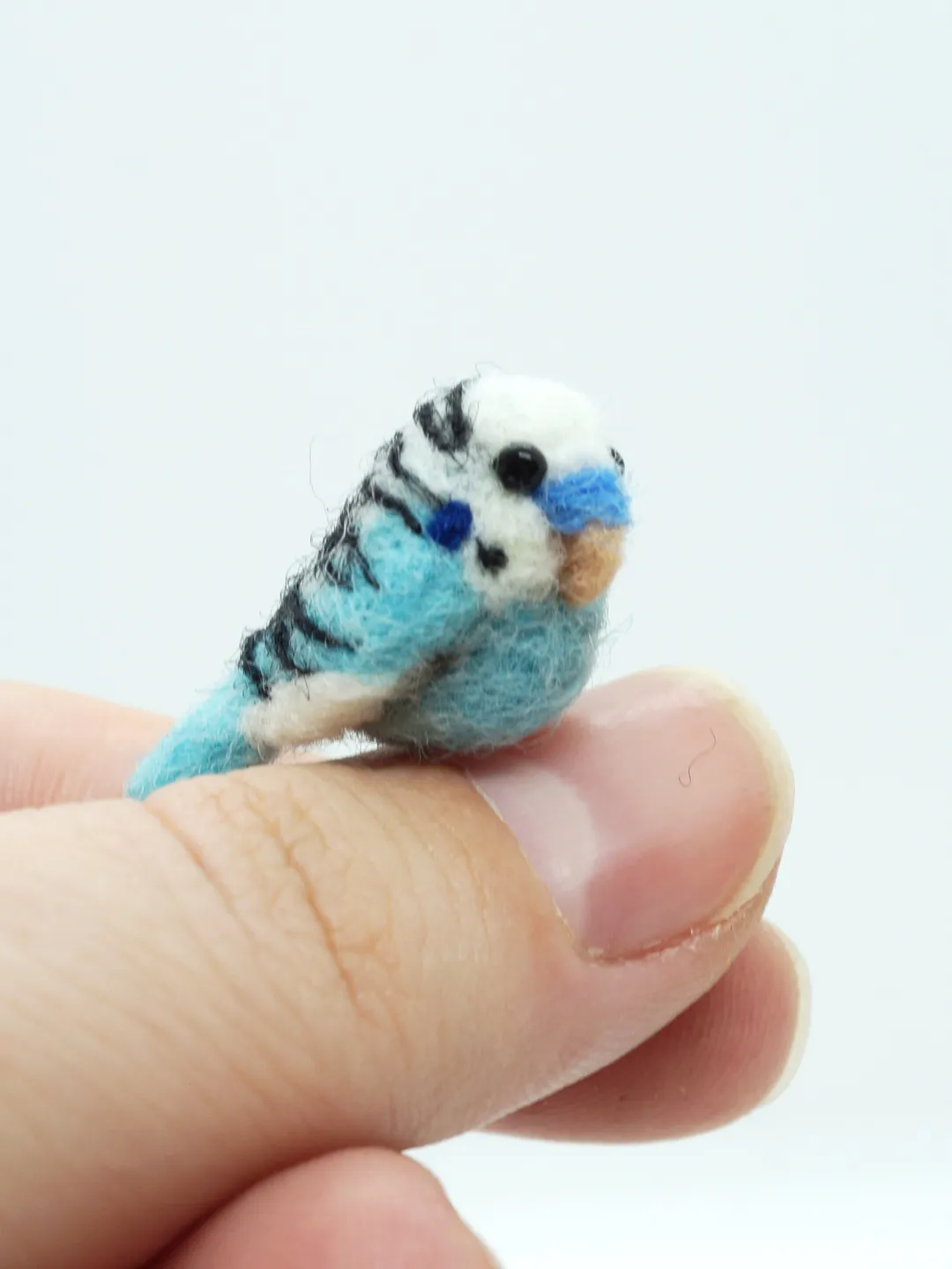 Miniature needle felted turquoise budgie, tiny parakeet, made to order