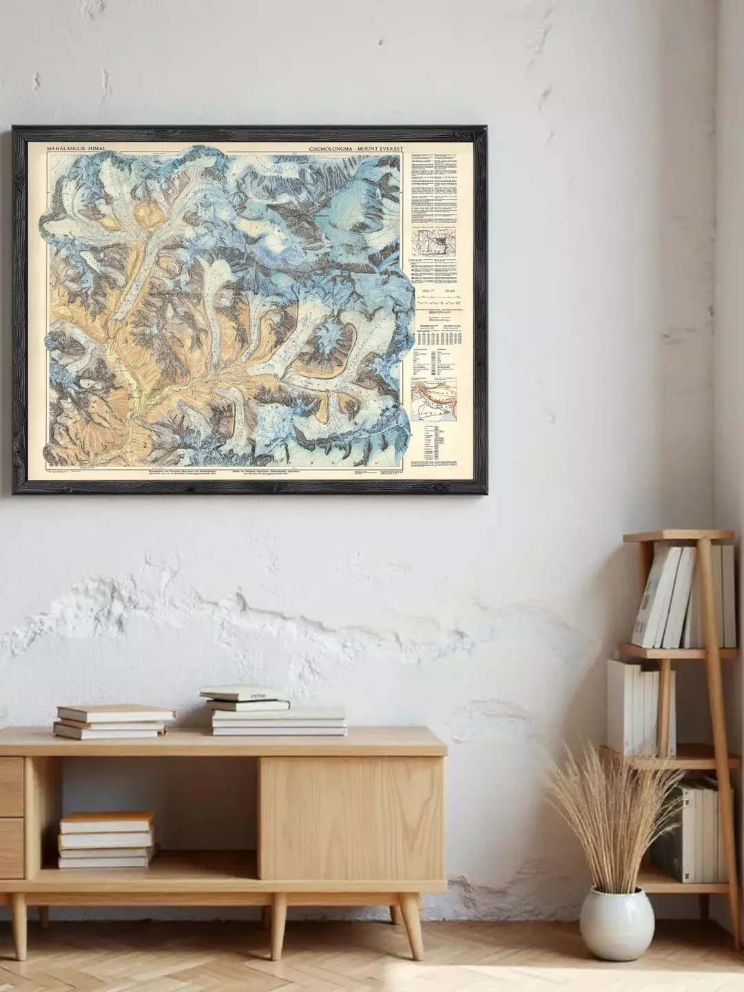 Mount Everest Map Art | 1957 Vintage Wall Map Print