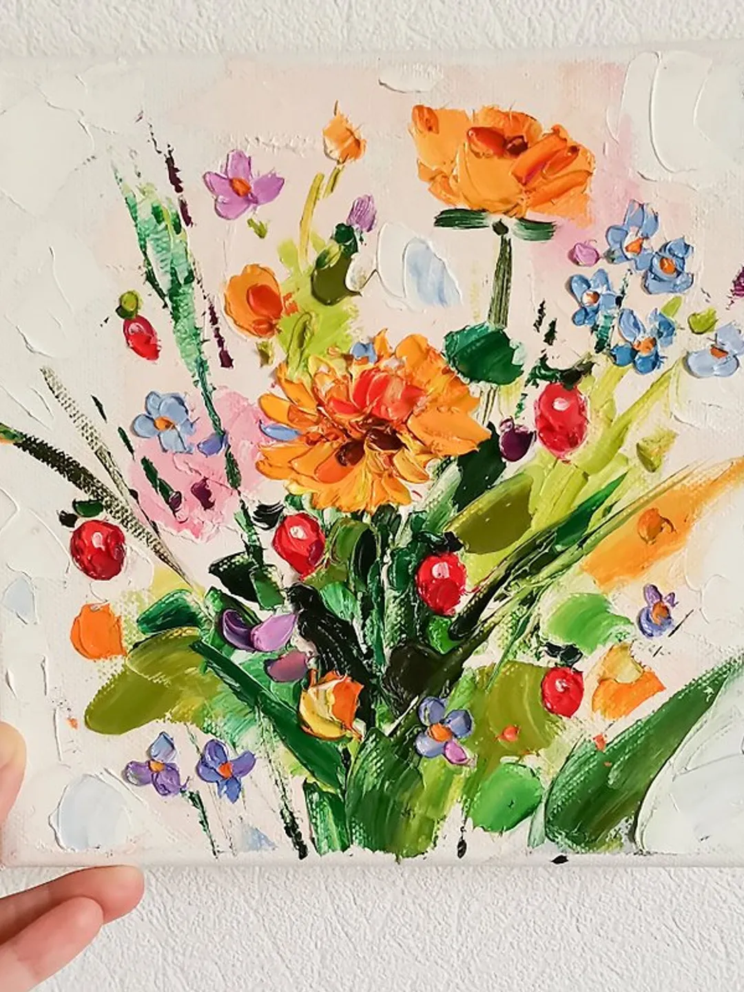 Wildflower Painting Daisy Original Art Impasto Oil Painting 微型绘画油畫掛畫