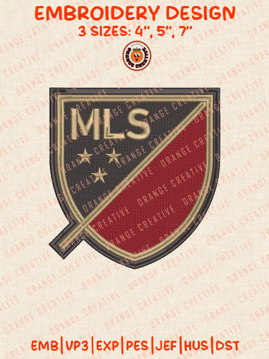 MLS Atlanta United FC Flag Logo Embroidery Files, Major League Soccer Embroidery Designs, League Soccer Machine Embroidery Files, MLS Atlanta United FC Logo Machine Embroidery, 3 sizes, Digital Download