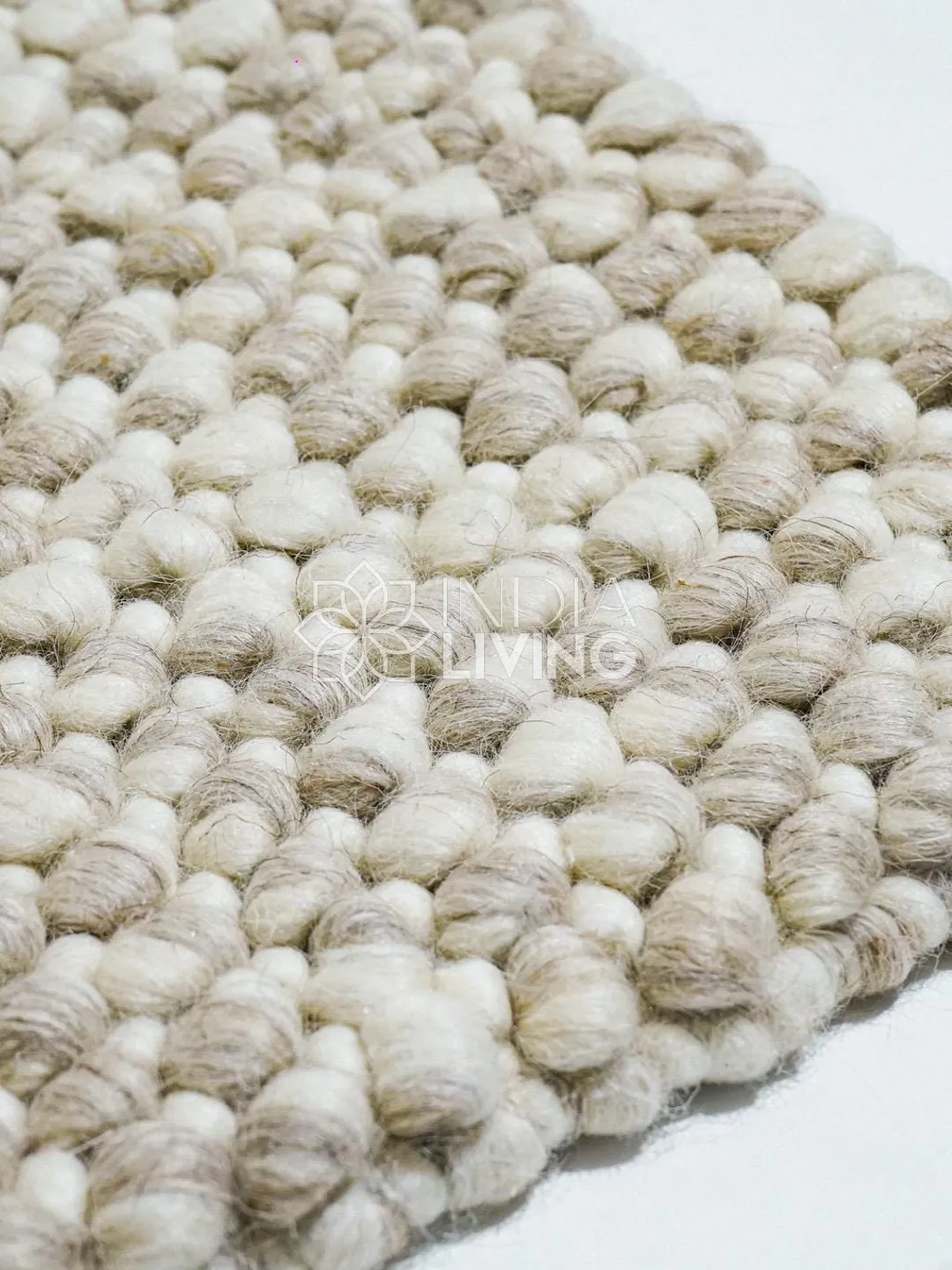 Wool Looped Rug Natural Taupe Beige Chunky Pebble Looped Wool Rug - Handwoven Modern ...