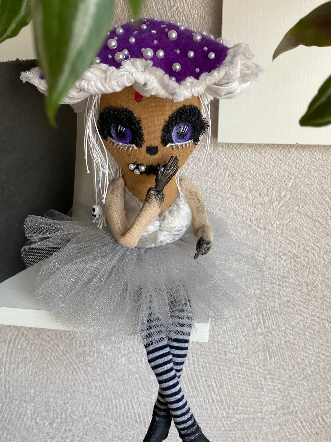 Halloween doll for creepy decor . Creepy doll . Halloween home decor . Black Christmas gift . Gothmas . Creepmas . Mushroom doll.