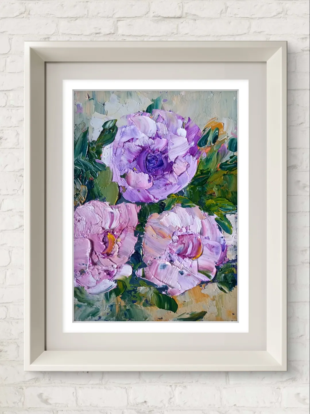 Original oil painting "White pink peonies". Small painting "Peony". Flowers Wall Art. Mini-works. Floral wall decor. Original art. Little ar