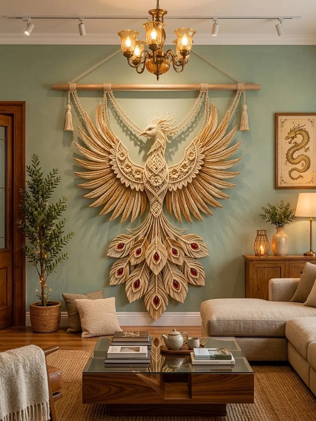 【マミー】バリ島羽根のオブジェとbohoウォールデコ Crochet Phoenix Wall Hanging Pattern, Macrame Style Phoenix