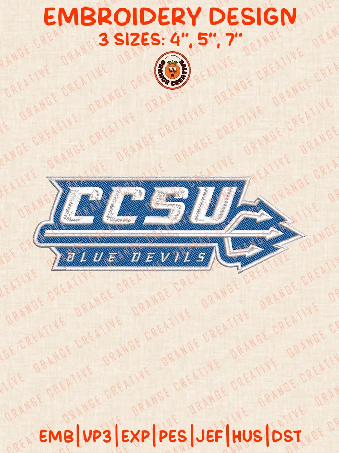 Central Connecticut Blue Devils Text Logo Embroidery Design Files, NCAA Logos Embroidery Designs, NCAA Machine Embroidery Files, 3 Sizes, Custom Sizes, Instant Download