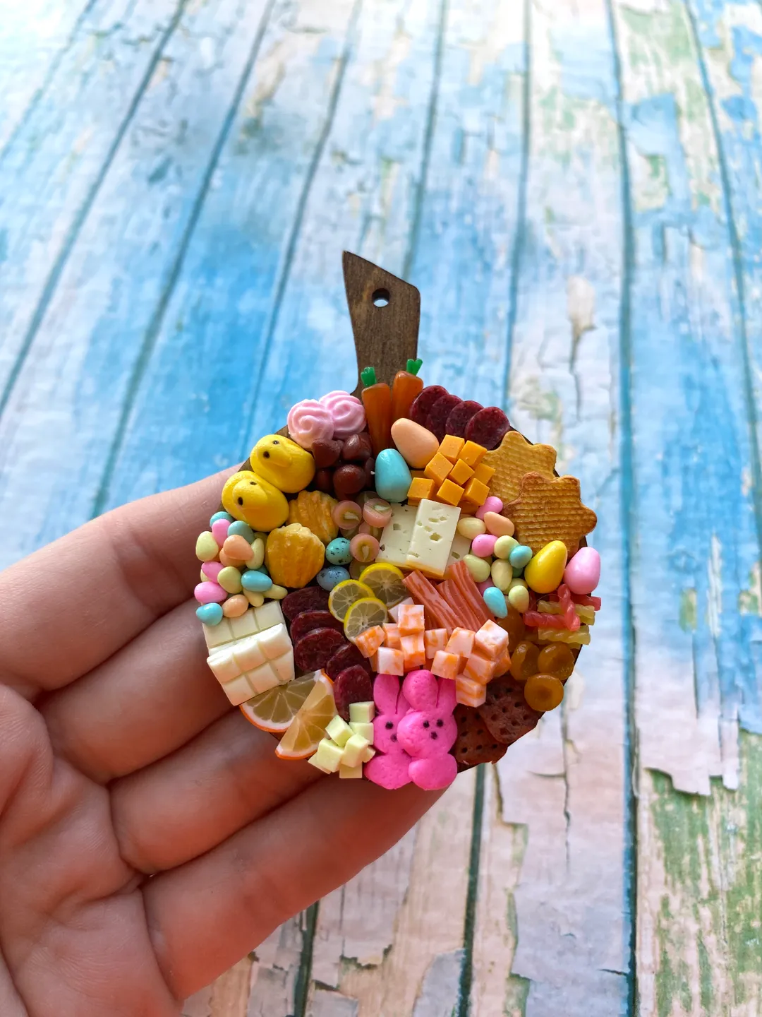 Magnet Miniature Easter Charcuterie Board with Polymer Clay Souvenir