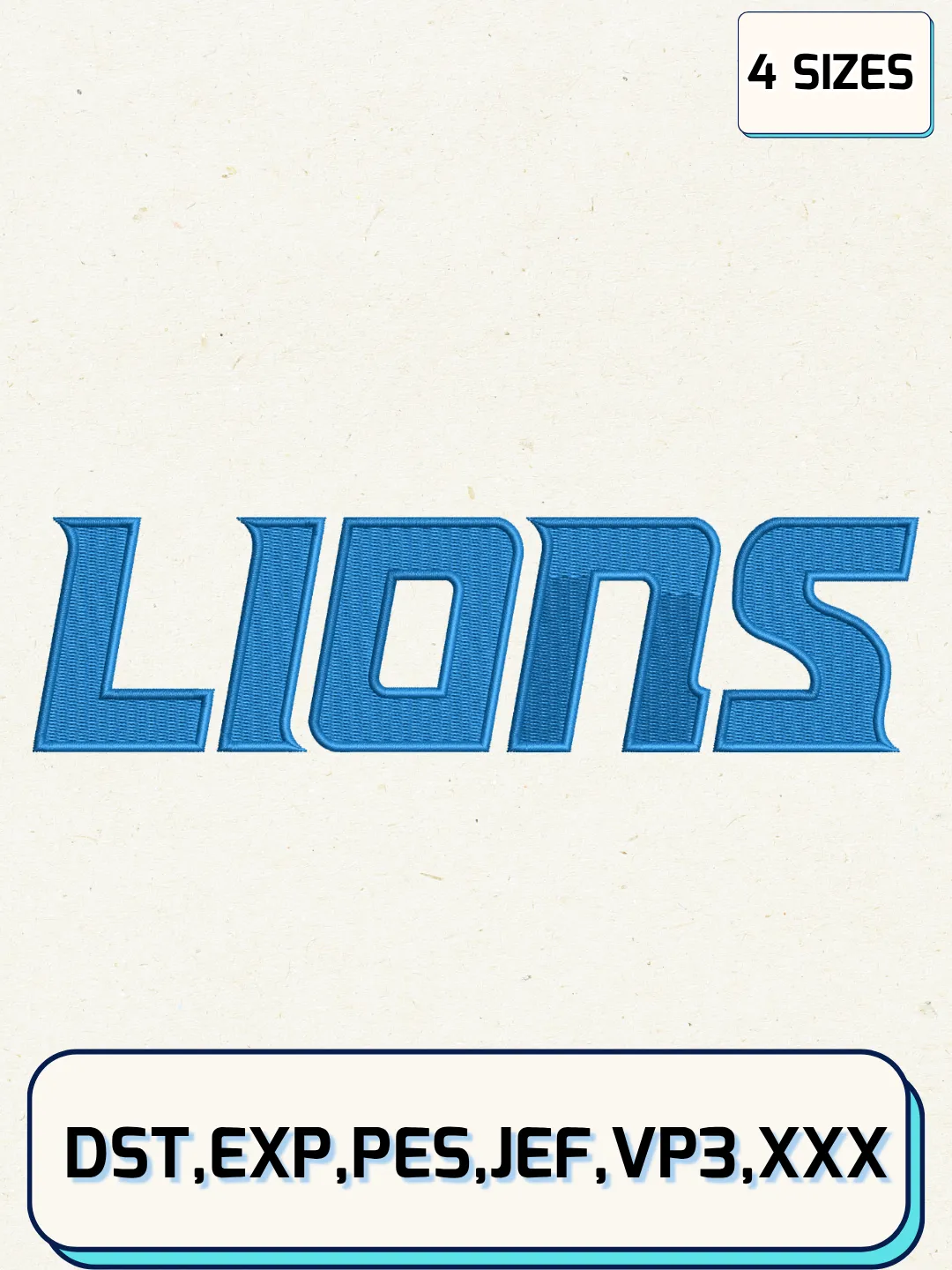 Detroit Lions Wordmark Logo Embroidery Design Files,NFL Logo Embroidery Designs,Machine Embroidery Files,4 Sizes