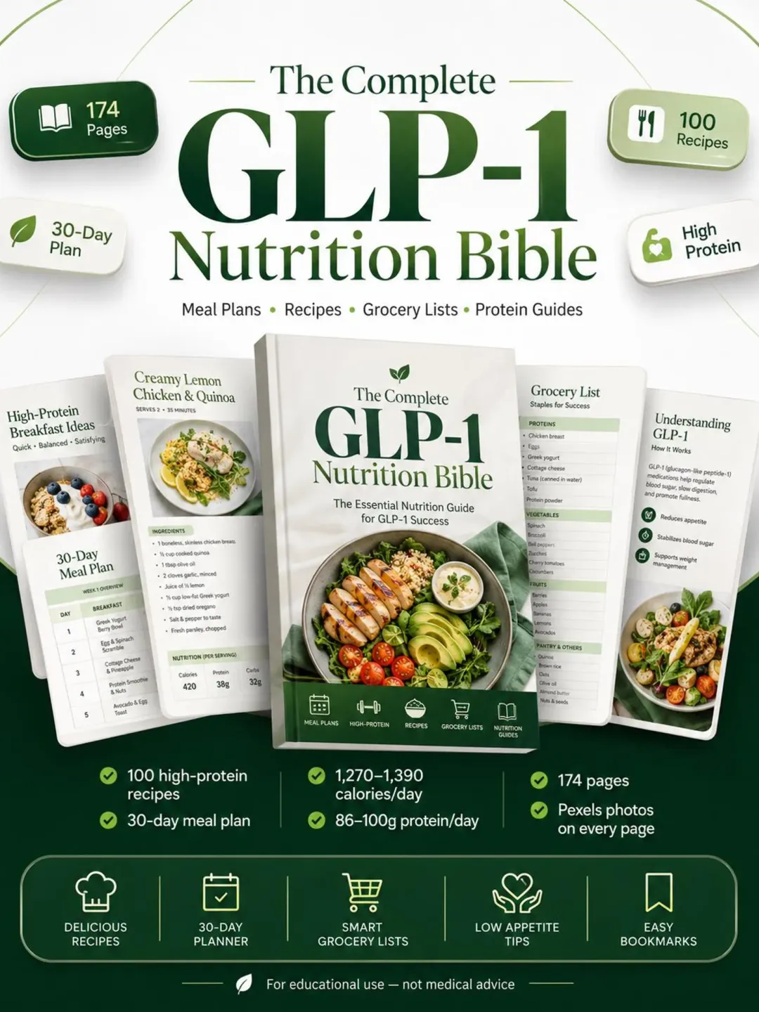 glp 1 meal planning GLP-1 DIET PLAN COOKBOOK: High-Protein, Low-Carb Recipes to Maximize GLP-1 Results, Support Appetite Control, and Boost Lasting Weight Loss eBook : Benson, Natasha: Kindle Store The Easiest GLP-1 Diet Meal