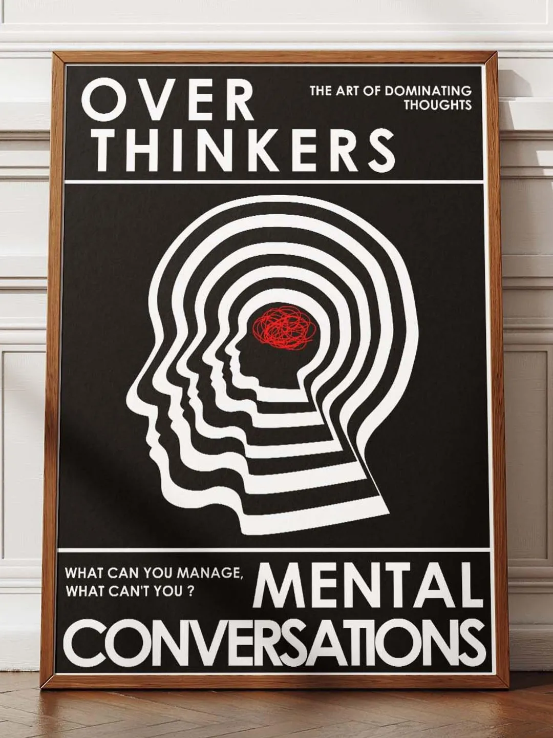 Overthinkers Retro Art Print: Eclectic Black and White Poster (Digital Download)