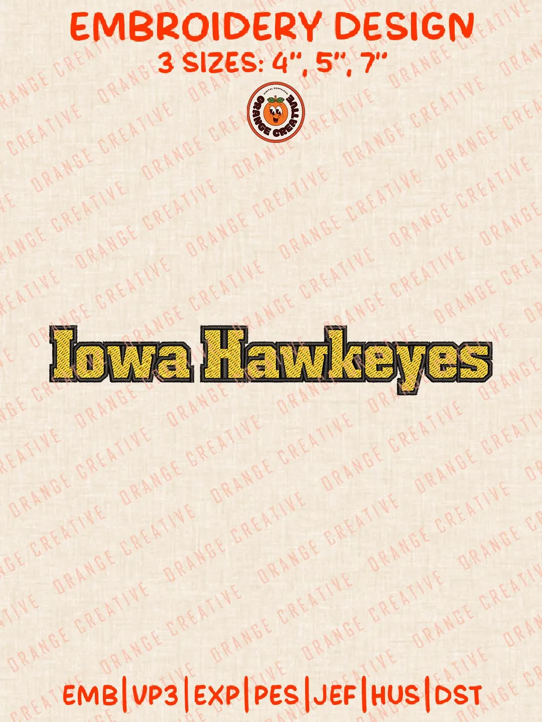 Iowa Hawkeyes NCAA Embroidery Design, NCAA Logo Embroidery Design, Machine Embroidery Design File, 4 Sizes, Digital Download