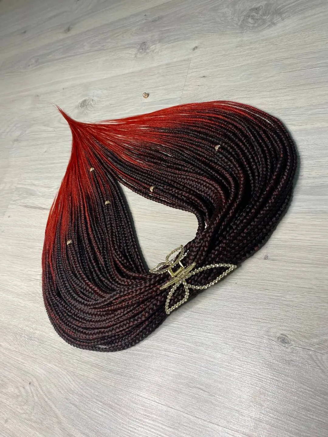 Red Braids hair extensions. DE braids full set of 50 braids. Ombre synthetic Braids. Trending now hair extensions.