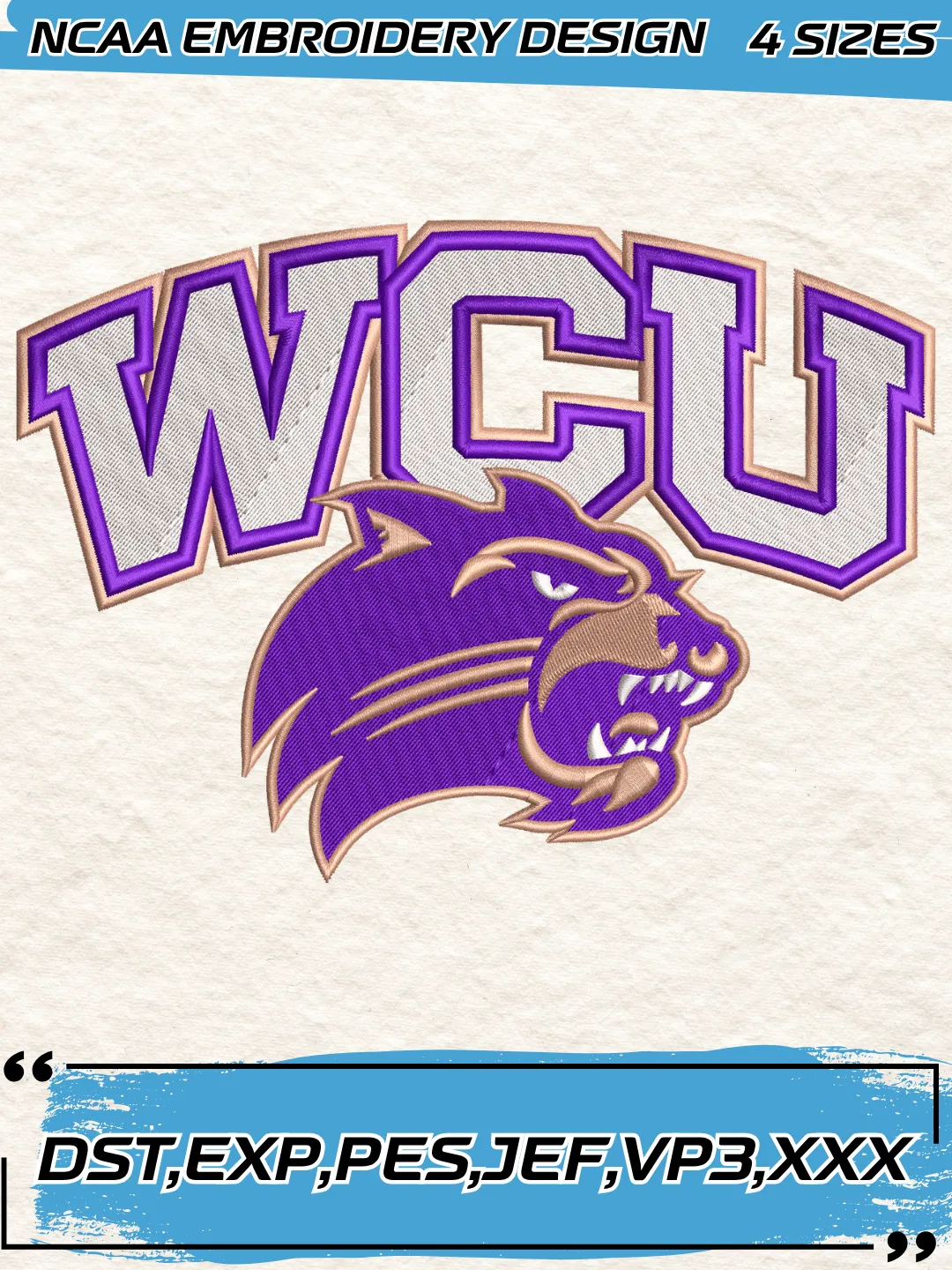 Western Carolina Catamounts Logo Embroidery Design,NCAA Logo Embroidery Design,Machine Embroidery Design File,4 Sizes, Digital Download