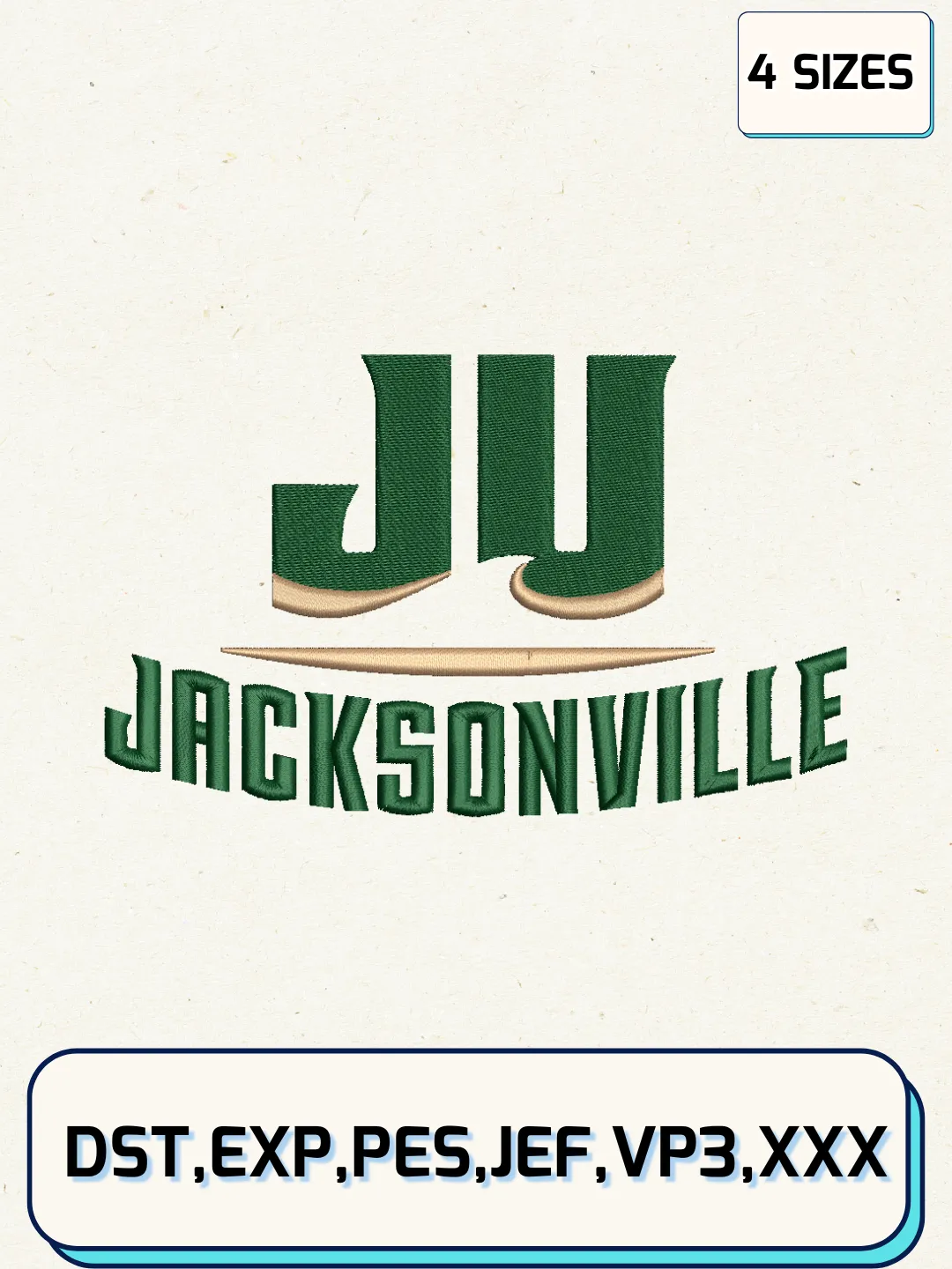 Jacksonville Dolphins Logos Embroidery Design Files, NCAA Logos Embroidery Designs, Machine Embroidery Files, 4 Sizes