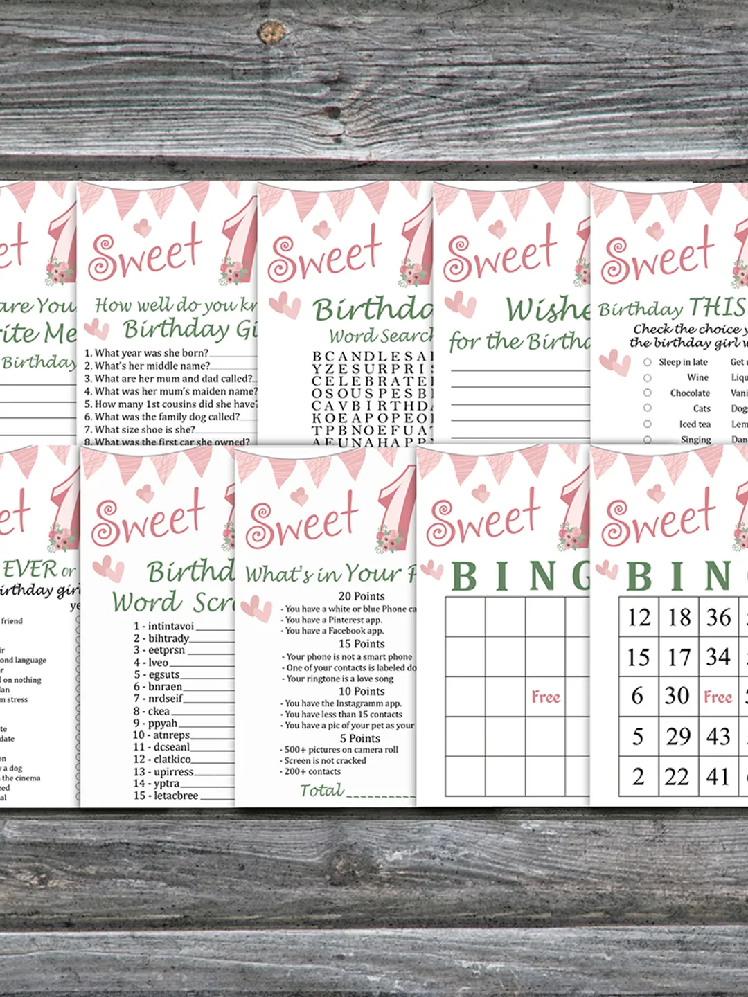 16th Birthday Party Games bundle,Adult birthday games package,Printable Birthday Games,INSTANT DOWNLOAD