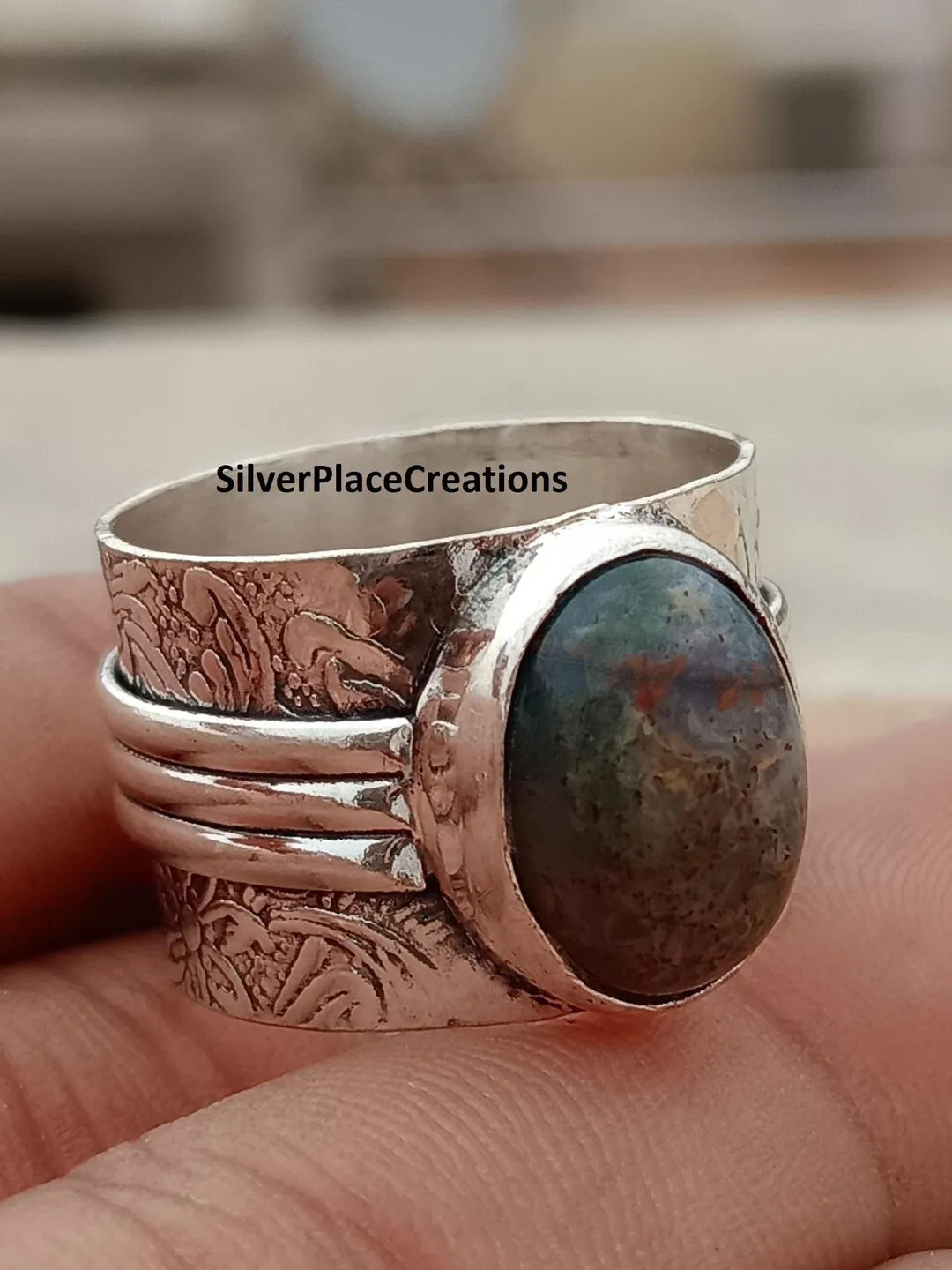 Blood Stone Ring, 925 Sterling Silver Ring, Handmade Ring, Silver Jewelry, Promise Ring, Beautiful Ring, Popular Gift Ring, Men's Gift Ring