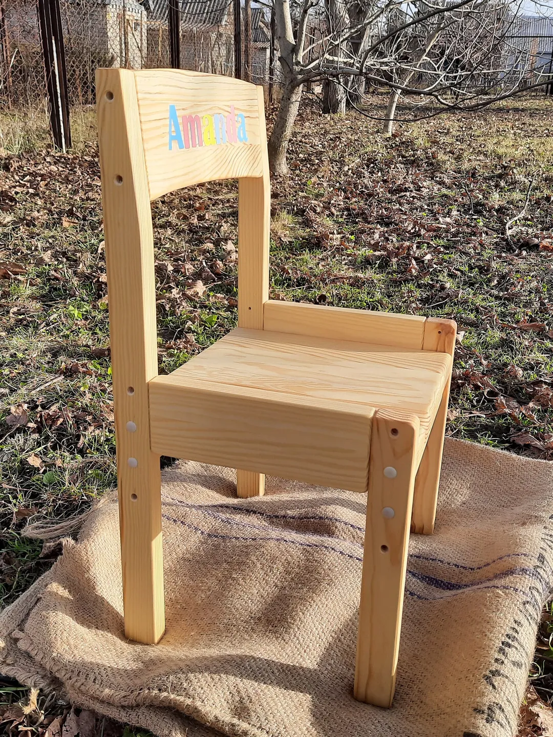 Wood adjustable child chair in 3 positions in height Kids furniture Playroom wood toddler chair and table Montessori Waldorf chair