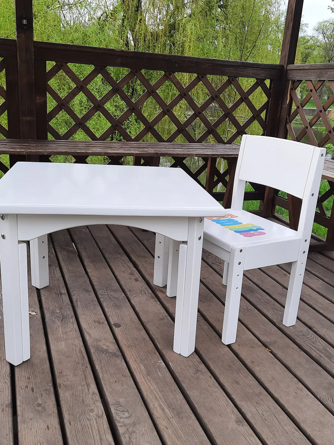 Children's table and chair adjustable 3 height Montessori furniture Wood kids and toddler table and chair Waldorf furniture Gift for kids