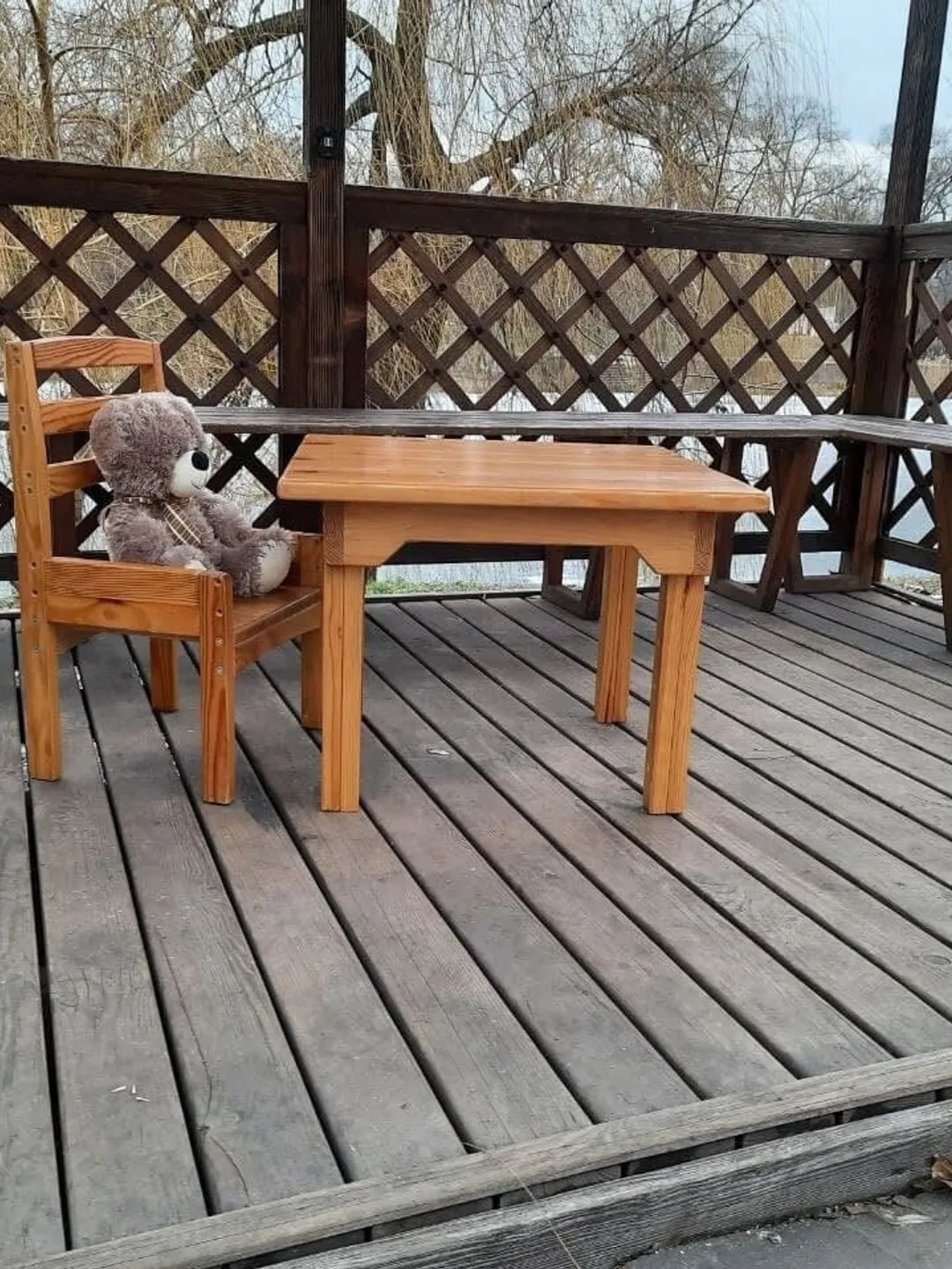 Nursery furniture Kids wooden table and chair Adjustable in height in 3 positions for child from 1.5-2 years Playroom nursery decor