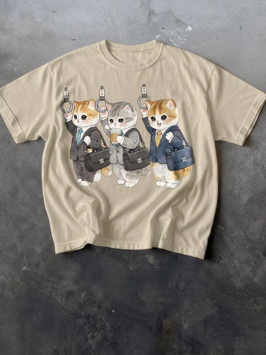 Subway Cats T-Shirt, Commuter Kitten Backpack Graphic Tee