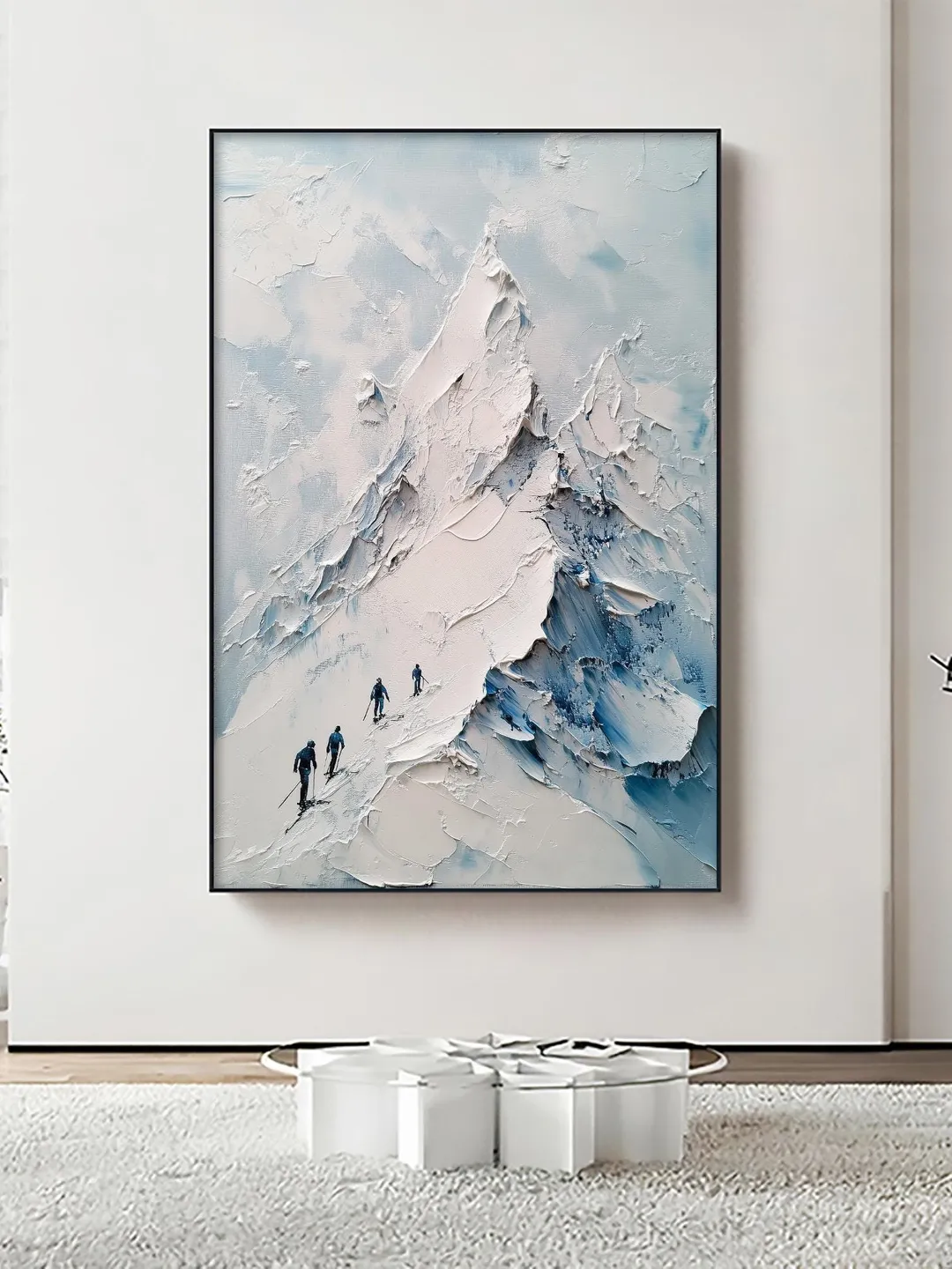Impasto Mountain Painting, Skiing Art, Textured Landscape Art, Winter Mountain Scene, 3D Wall Art, Snow Art, Original Painting, Office Decor