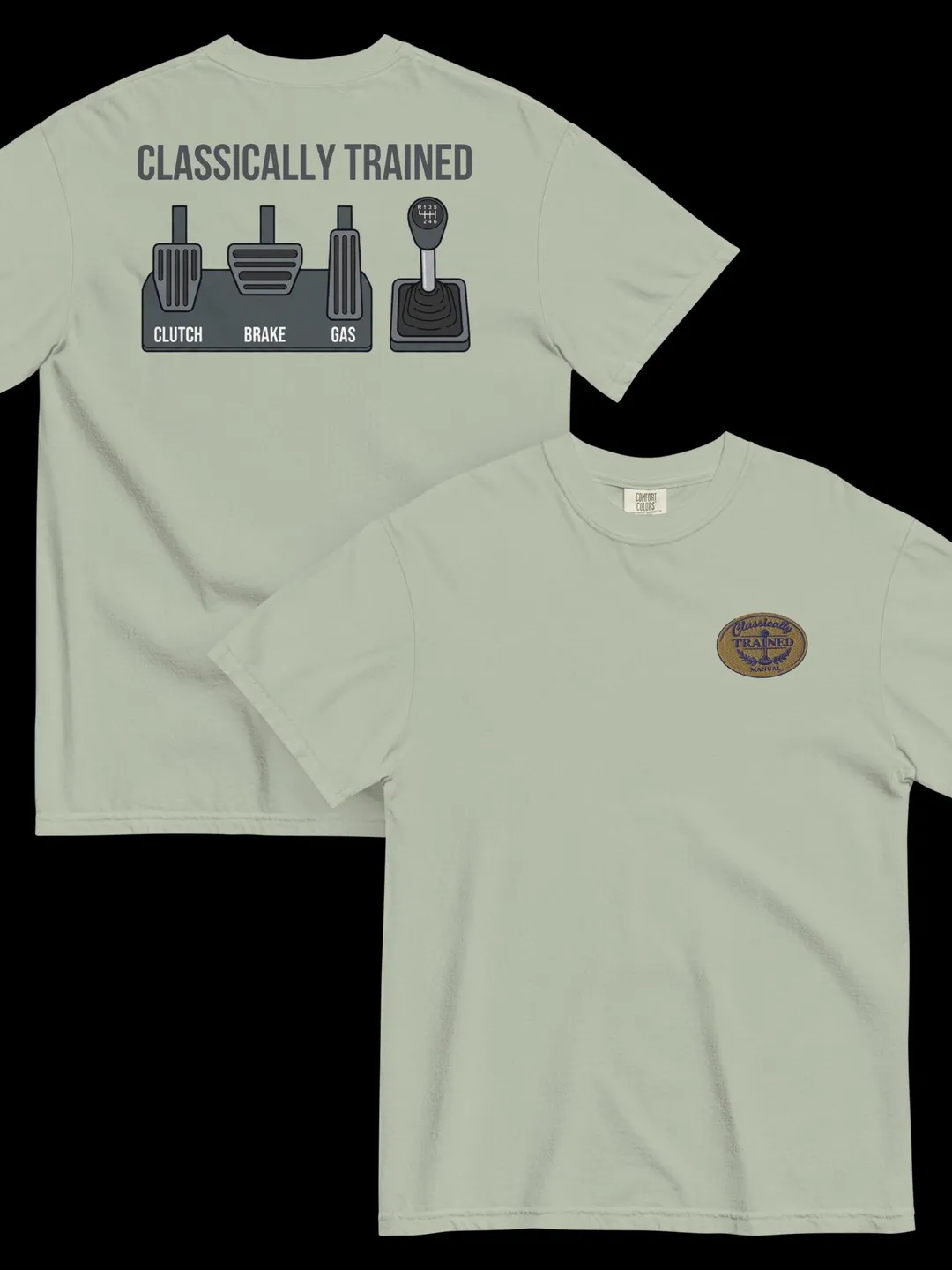Classically Trained Manual Driver Shirt, Vintage Stick Shift Graphic Tee, Retro Car Enthusiast Gift, 3 Pedals Gear Shifter Back Print Tshirt