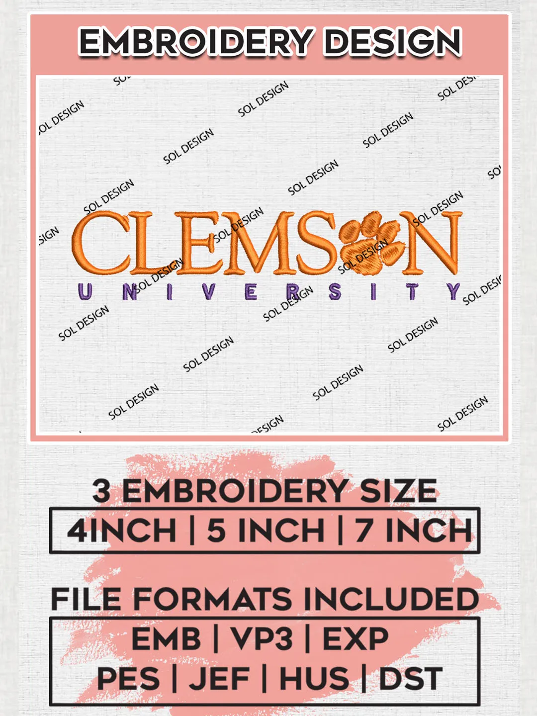 NCAA Clemson Uni.versity Team Logo embroidery designs, NCAA Clemson Tigers Logo Machine embroidery designs, NCAA Team Logo embroidery designs, NCAA Game Day Machine embroidery designs, Digital Download
