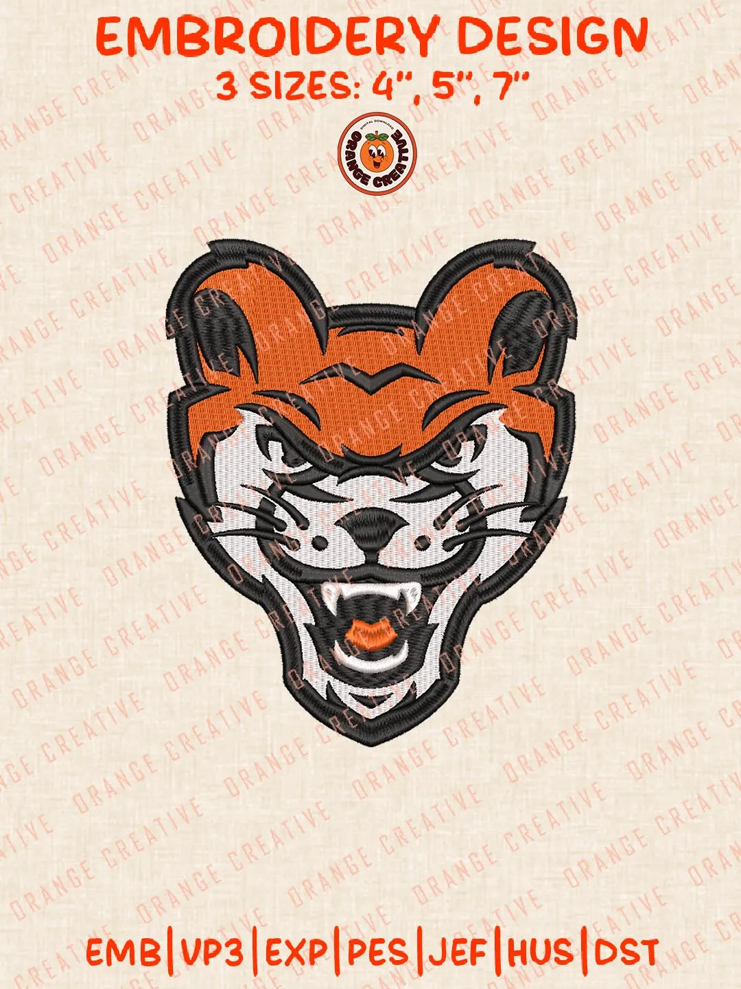 Sam Houston Bearkats Head Mascot Embroidery Design, NCAA Logo Embroidery Design, Machine Embroidery Design File, 4 Sizes, Digital Download