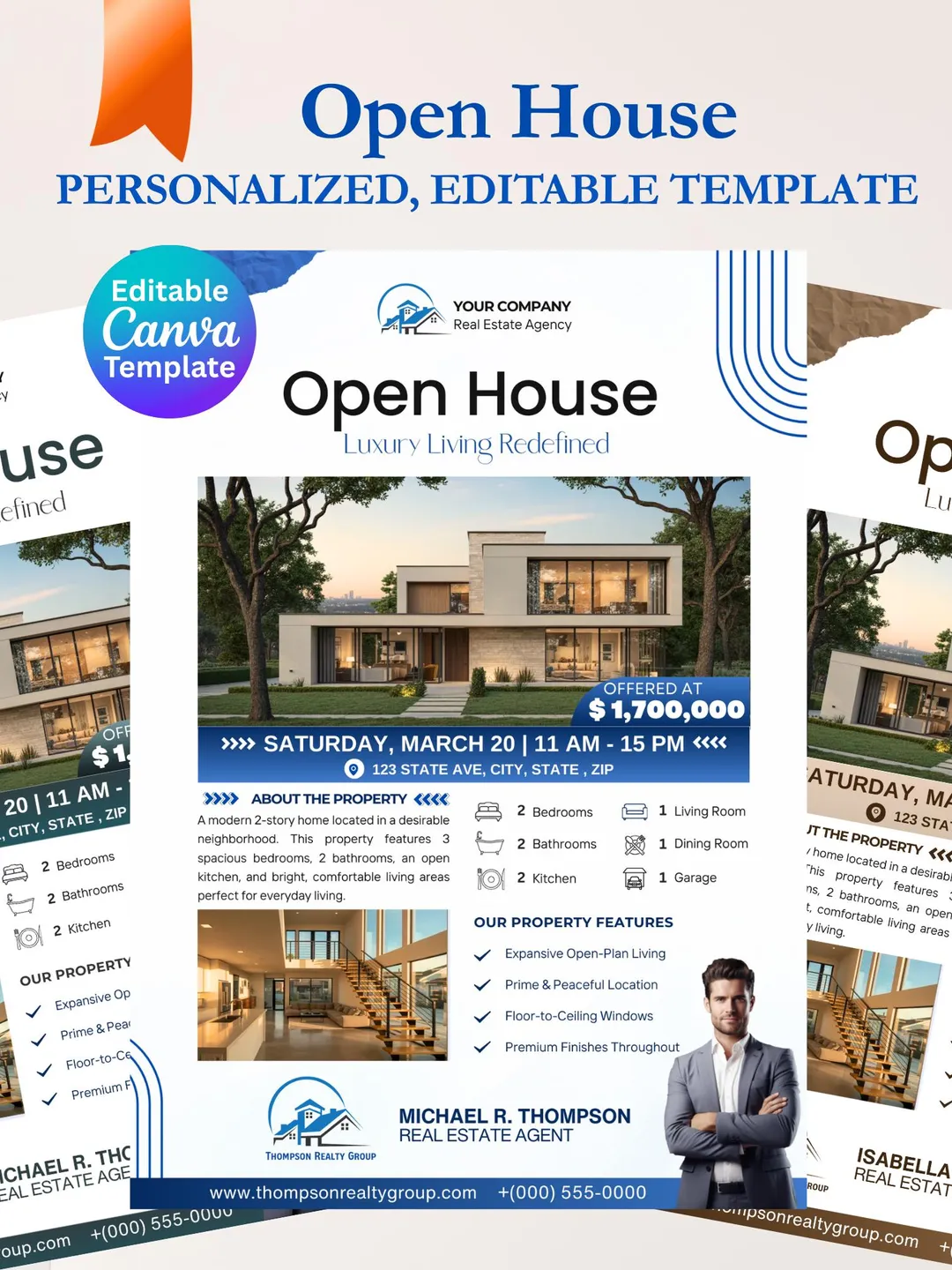 Open House Flyer Template for Realtors | Editable Canva Real Estate ...