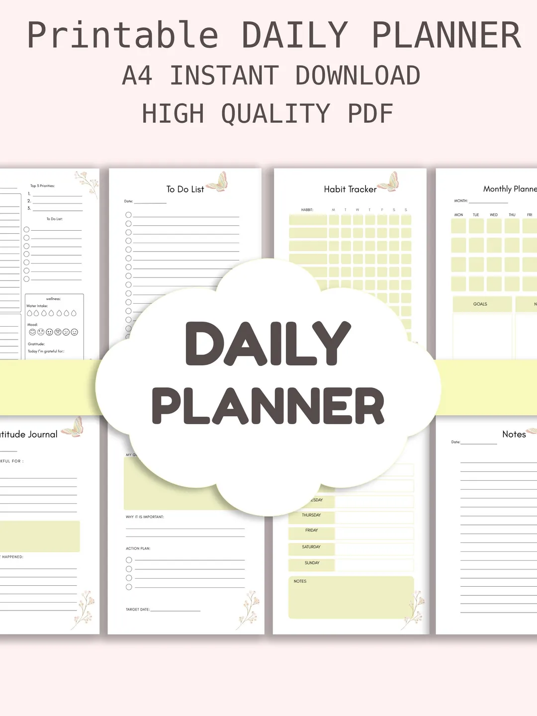 Daily Planner Bundle Printable | Schedule, To Do, Habit, Goal (Digital ...