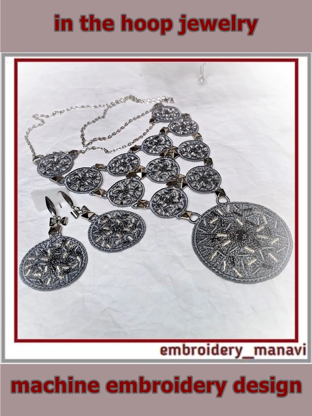 In the hoop FSL embroidery designs for jewelry, decor clothes ITH