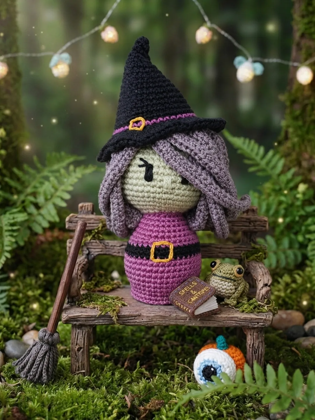 Cute Witch Amigurumi Pattern PDF, Halloween Crochet Doll, Digital Download